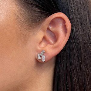 Rachel Koen 0.90Cttw Baguette Cut Diamond Stud Earrings 18K White Gold